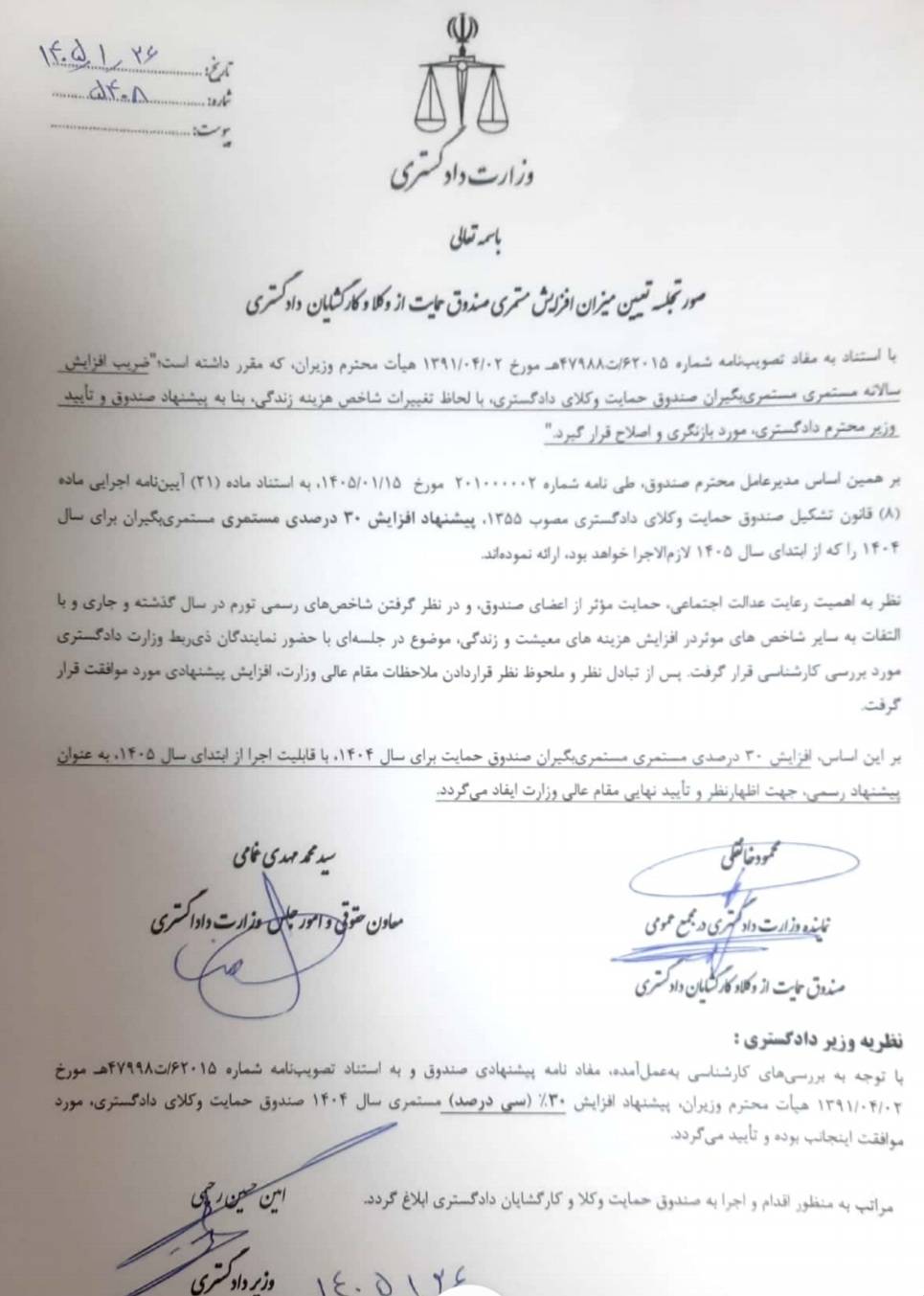 نامه صندوق حمایت