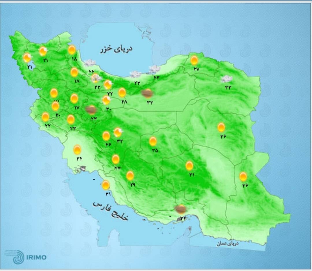 رگبار باران و وزش باد شدید در ۹ استان نوار شمالی کشور